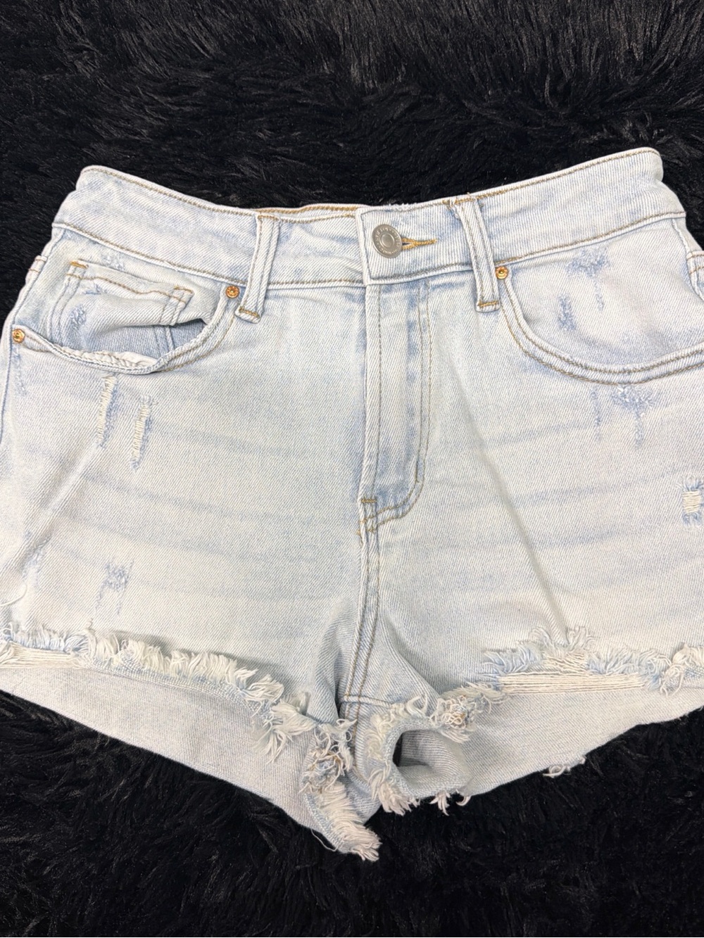 Wax Jean Light Blue Distressed Denim Shorts